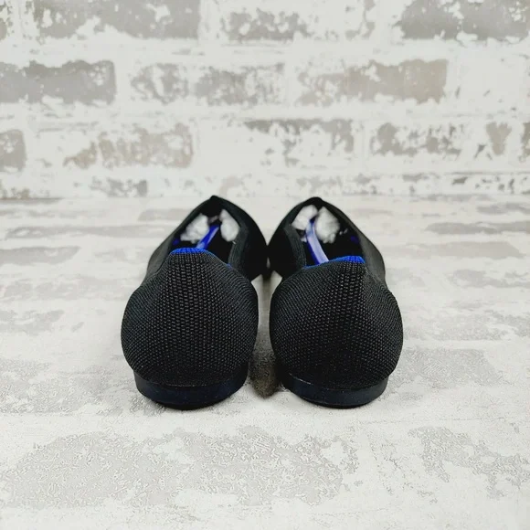 NEW Rothy's The Flat Black Knit Pointy Toe Slip On Loafers E228